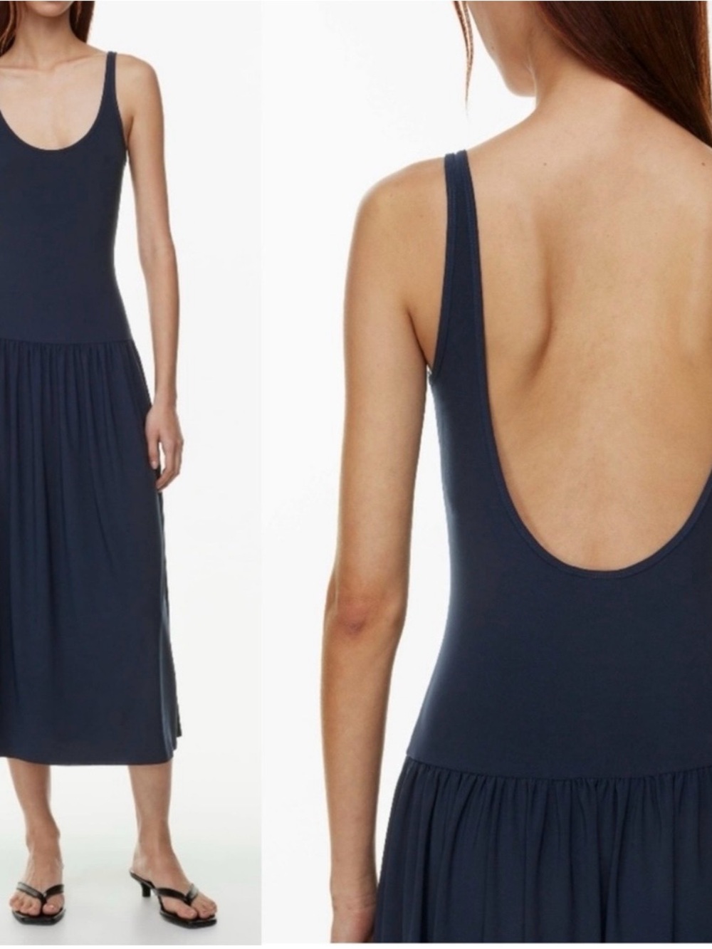 Aritzia Babaton Drop Waist Dress Black Scoop Back Sleeveless 
Stretchy XL NWT